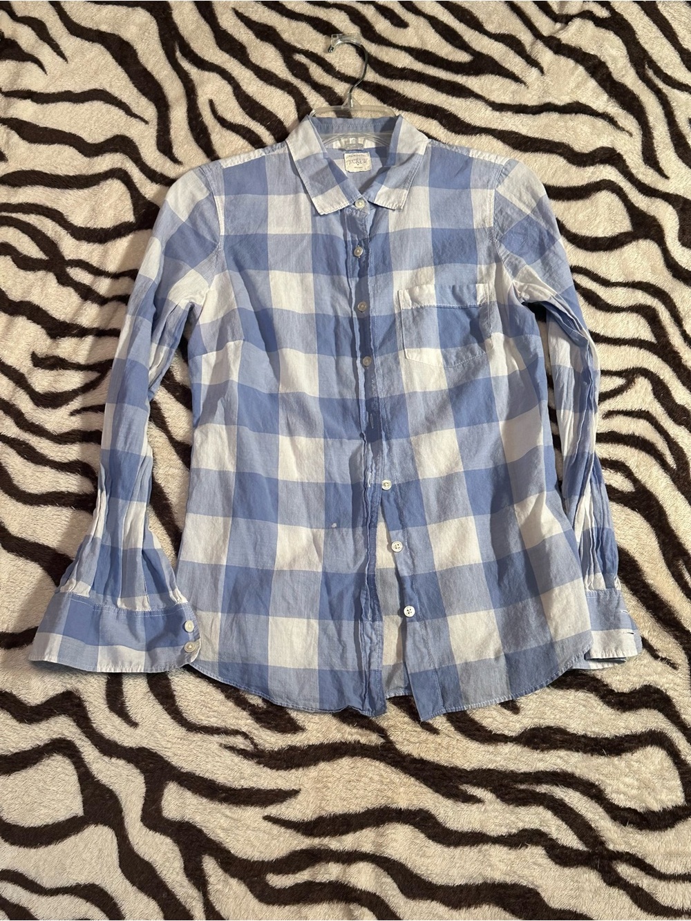 J. Crew Light Blue & White Gingham Button-Down Shirt